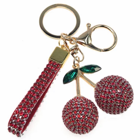 Accessories - Cherry rhinestone bag charm